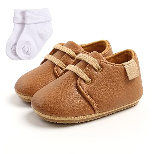 Sehfupoye Baby Mädchen Jungen Turnschuhe Kleinkind PU Leder erste Walking Schuhe Kleinkind Neugeborenes Prewalker Turnschuhe für 6-12 Monate mit Socke von Sehfupoye