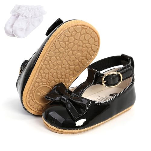 Sehfupoye Baby Mädchen Mary Jane Princess Schuhe Baby Anti-Rutsch Erste Wanderschuhe Kleinkind Kleinkind PU Leder Bowknot Prewalker für 0-18 Monate von Sehfupoye