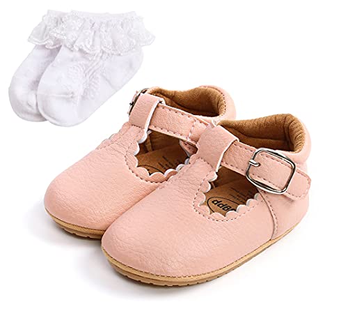 Sehfupoye Baby Mary Jane Erste Wanderschuhe Baby Jungen Mädchen Prinzessin Weiche Sohle Kleinkind Schuhe Turnschuhe Säuglings PU Leder Prewalker für 0-18 Monate mit Socke von Sehfupoye