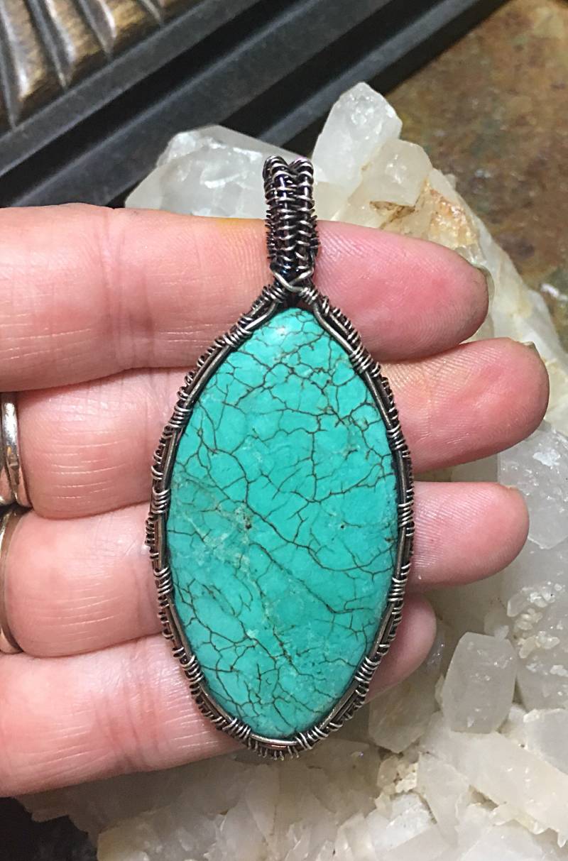 Draht Gewickelt Anhänger, Silberdraht Gewickelt, Oxidiertes Silber, Türkis Halskette, Und Anhänger Draht Gewickelt Anhänger, Silberdraht Gewickelt, Oxidiertes Silber, Türkis Halskette, Und Anhänger von SehraMoone