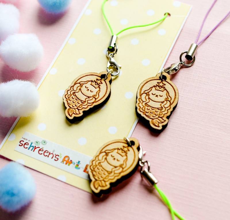 Meerjungfrau Katze Kawaii Holz Charme-Weihnachts-Katze-Liebhaber-Geschenk-Kaffee-Liebhaber-Geschenk-Katzenmama von SehreensArtLab