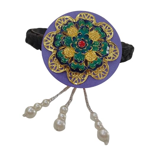 Hanbok Haarreif mit Kunstperlen, traditionelles koreanisches Haarteil, blaue Glasur, Kopfbedeckung für kulturelle Veranstaltungen und den täglichen Gebrauch von Sehuby