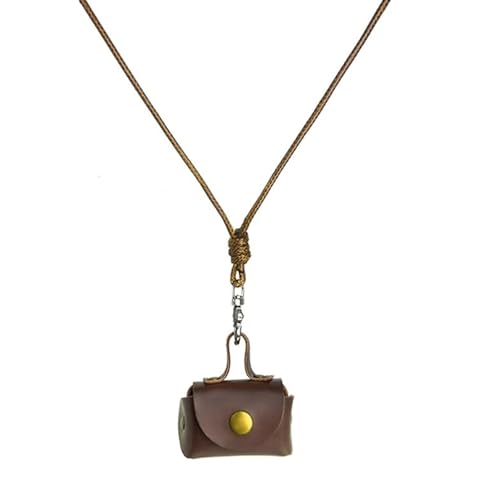 Sehuby Robuste Vintage-Leder-Halsketten-Tasche für Kopfhörer und Münzen, kleine lange Designs für modische Frauen von Sehuby