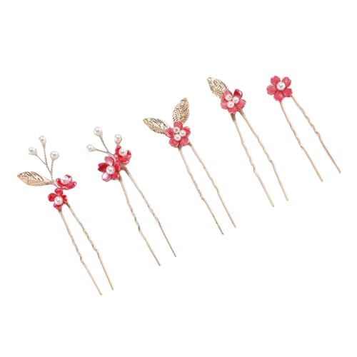 Tragbare Metall-Haarnadel-Werkzeug, bequeme Blumen-Haargabel, Zubehör, langes Haar-Accessoire für Damen und Mädchen, 5 Stück von Sehuby