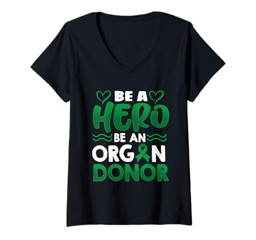 Damen Sei ein Held, sei ein Organspender T-Shirt mit V-Ausschnitt Damen Sei ein Held, sei ein Organspender T-Shirt mit V-Ausschnitt von Sei ein Lebensretter