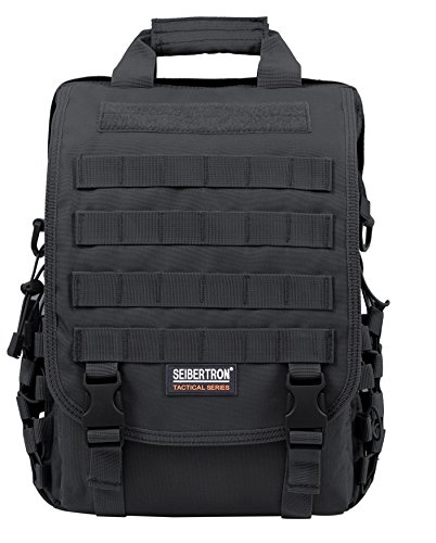 Seibertron Molle Multifunktions Umhängetasche Oder Rucksack Airport Friendly Schultertasche, Aktentasche Sleeve Tasche für 15.6" Zoll Netbook/Laptop Case Business Aktenkoffer (Black) von Seibertron