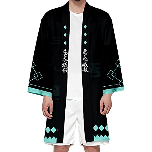 Seidarise Herren Demon Slayer Haori, Lange Kimono Cardigan Jacke Japanischer Stil Flying Crane Sieben Ärmel Open Front Mantel - - Medium Seidarise Herren Demon Slayer Haori, Lange Kimono Cardigan Jacke Japanischer Stil Flying Crane Sieben Ärmel Open Front Mantel - - Medium von Seidarise