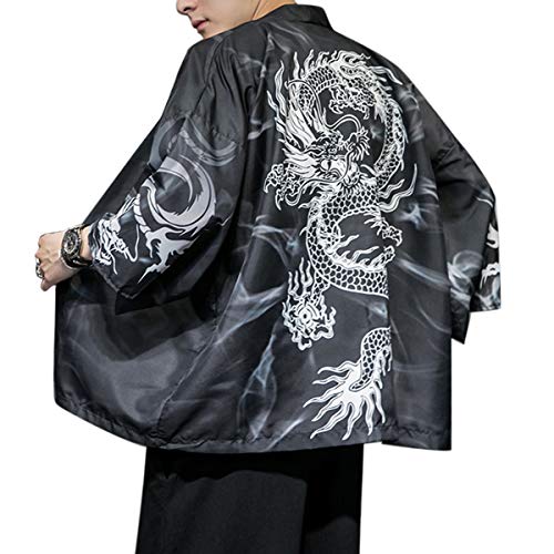 Seidarise Herren Haori Jacke Kimono Cardigan Yukata Noragi Happi Mantel, Dg, XX-Large von Seidarise