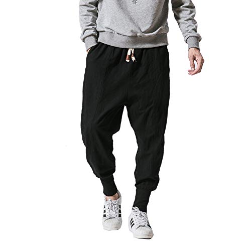 Seidarise Herren Jogger Sweatpants Harem Jogger Hose Lange Sporthose, schwarz, Groß von Seidarise