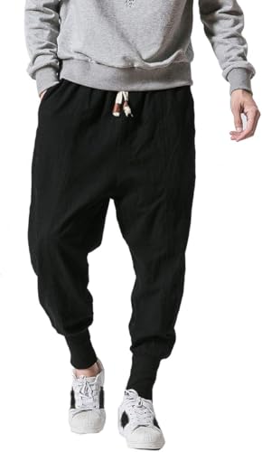 Seidarise Herren Jogger Sweatpants Harem Jogger Hose Lange Sporthose, schwarz, X-Groß von Seidarise