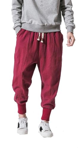 Seidarise Herren-Jogginghose, Haremshose, lange Sporthose, Rot/Ausflug, einfarbig (Getaway Solids), X-Groß von Seidarise