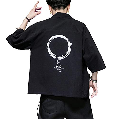 Seidarise Herren Kimono Traditionelle Japanische Kleidung Männliche Strickjacke Noragi Jacke Yukata Mantel Haori - - X-Large von Seidarise