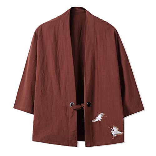 Seidarise Herren Kimono Traditionelle japanische Kleidung Männliche Cardigan Noragi Jacke Yukata Coat Haori - Grau - Mittel von Seidarise