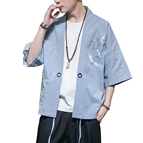 Seidarise Herren Kimono Traditionelle japanische Kleidung Männliche Cardigan Noragi Jacke Yukata Coat Haori - - Groß von Seidarise