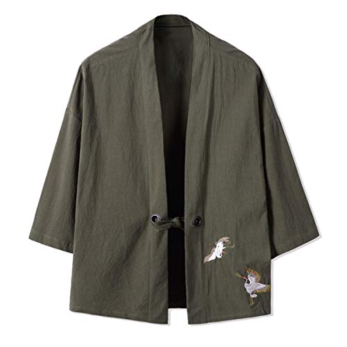Seidarise Herren Kimono Traditionelle japanische Kleidung Männliche Strickjacke Noragi Jacke Yukata Mantel Haori, T-Green, Mittel von Seidarise