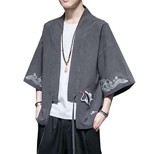Seidarise Herren Kimono Traditionelle japanische Kleidung Männliche Cardigan Noragi Jacke Yukata Coat Haori - - XX-Large von Seidarise