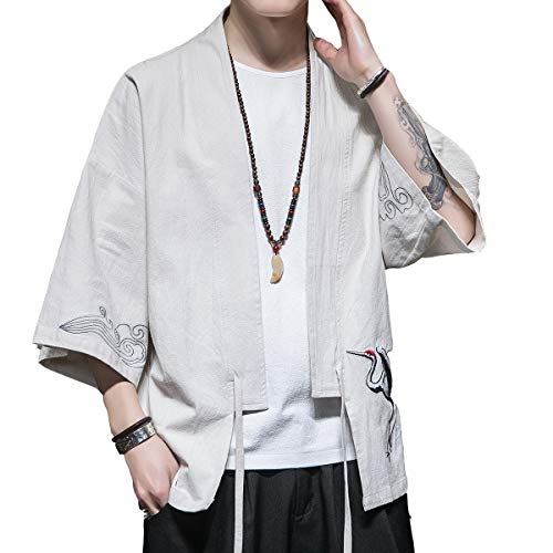 Seidarise Herren Kimono Traditionelle japanische Kleidung Männliche Cardigan Noragi Jacke Yukata Coat Haori - - XX-Large von Seidarise