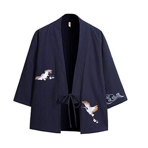 Seidarise Herren Kimono Traditionelle japanische Kleidung Männliche Strickjacke Noragi Jacke Yukata Mantel Haori, S-navy, Mittel von Seidarise