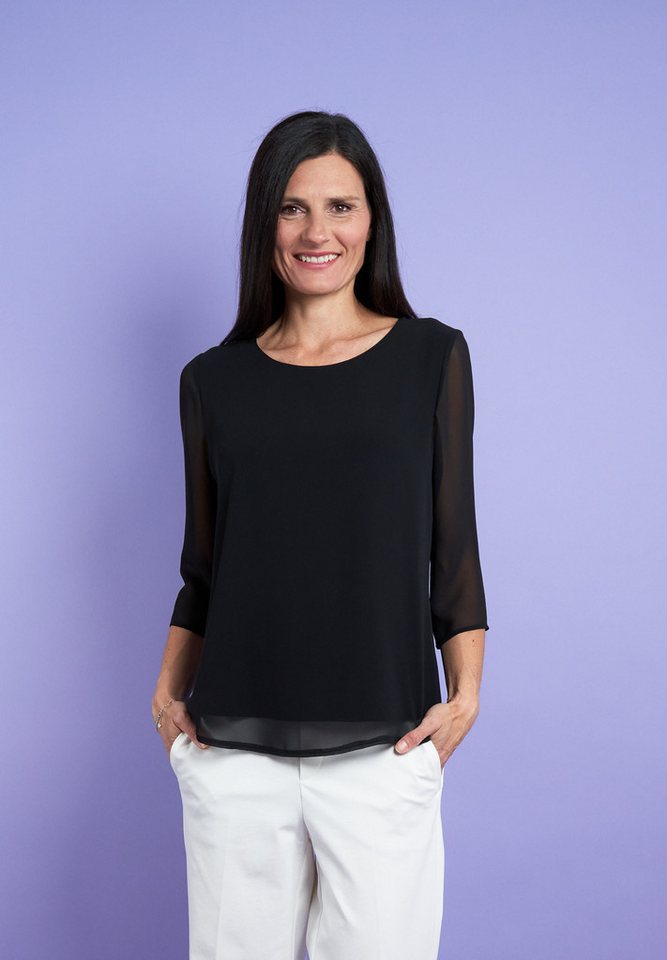Seidel Moden Chiffonbluse mit 3/4-Armen und in Doppel-Layer-Optik von Seidel Moden