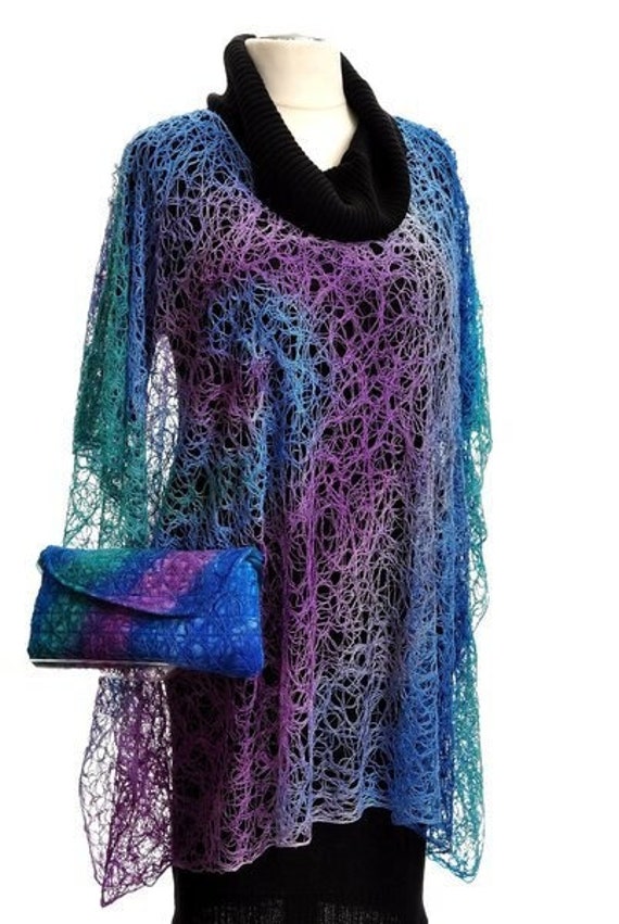 Tunika Und Clutch, Lang-Bluse Aus Reine Seide, Leger, Allrounder, Handtasche, Einzelstück, Handgearbeitet in Crazy-Silk-Patchwork Technik von SeidenatelierIG