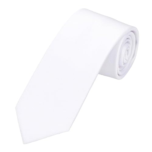 Seidenfalter Basic Uni Krawatte - 7 cm - Weiß von Seidenfalter
