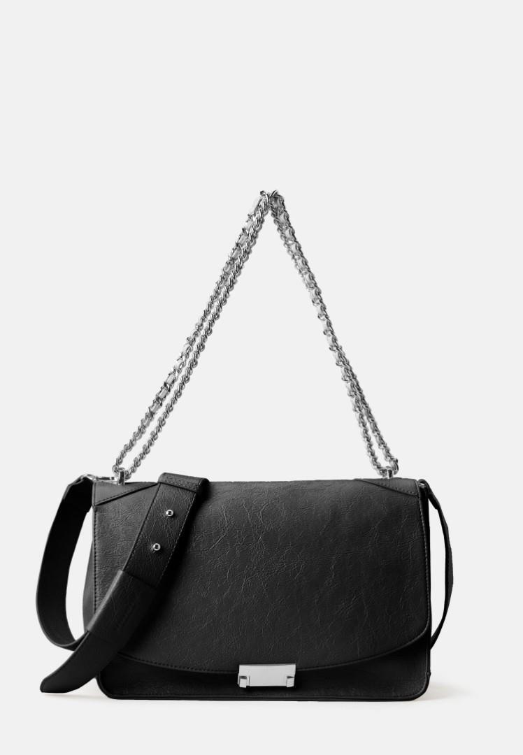 Seidenfelt - Handtasche Mit Überschla Vejen Shoulderbag Glossy Black Schwarz von Seidenfelt