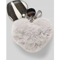 Seidenfelt Schlüsselanhänger mit Kunstfellbesatz Modell 'Double Heart Charm' in Hellgrau, Größe 1 von Seidenfelt