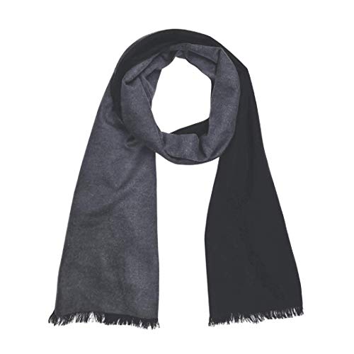 SEABRIGHT Schal 100% Seide Seidenflanell Seidenschal Flauschig Warm Dick SC-S-CDF-1404E3 Schwarz Grau Anthrazit einfarbig unifarbig Unifarbe von Seidenflanell, Silk Flannel by SeaBright