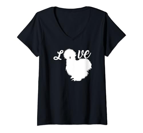 Damen Seidenhühner Seidenhuhn Silkie Hühner Huhn Hühner Liebe T-Shirt mit V-Ausschnitt von Seidenhühner Hühnerzüchter Hühnerstall Deko Motiv
