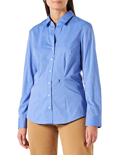 Seidensticker Damen City Langarm Slim Fit Uni Bügelfrei Bluse, Mittelblau, 44 EU von Seidensticker