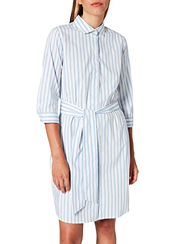 Seidensticker Damen 3/4-Arm Slim fit gestreift Stretch Kleid, Weiß (Weiß-Hellblau 12), 34 von Seidensticker