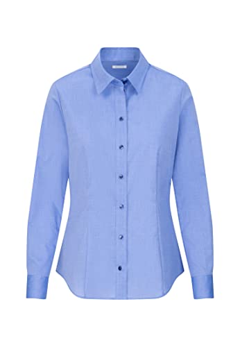 Seidensticker Damen City Langarm Regular Fit Uni Bügelfrei Bluse, Mittelblau, 62 EU von Seidensticker