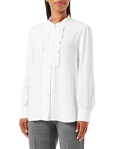 Seidensticker Damen Bluse - Fashion Bluse - Regular Fit – Stehkragen - Langarm - Rüschen – 100% Viskose, Weiß, 38 von Seidensticker