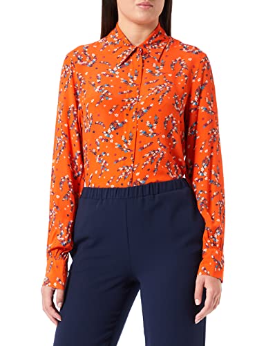 Seidensticker Damen Bluse - Fashion Bluse - Regular Fit - tailliert - Hemd Blusen Kragen - Bügelleicht - Langarm,Orange,38 von Seidensticker