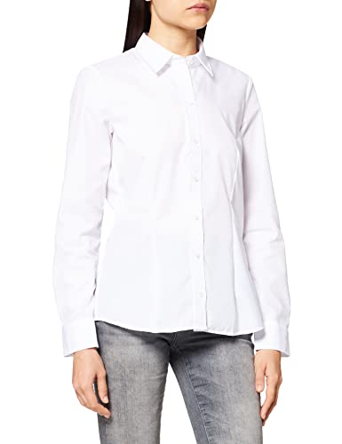 Seidensticker Damen City Langarm Regular Fit Uni Bügelfrei Bluse, Weiß, 66 EU von Seidensticker