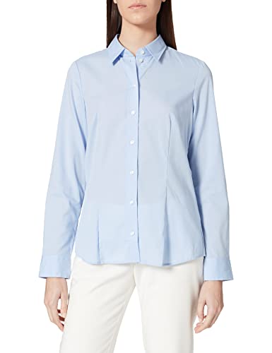 Seidensticker Damen Hemdbluse Langarm Regular Fit Uni Bügelfrei Bluse, Blau, 44 von Seidensticker