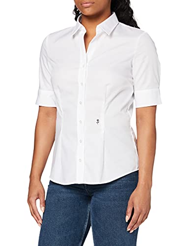 Seidensticker Damen City Bluse Kurzarm Slim Fit Uni Bügelfrei Blouse, Weiß, 34 EU von Seidensticker