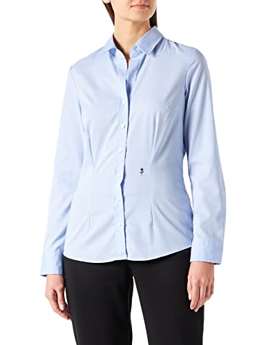 Seidensticker Damen City Langarm Slim Fit Uni Bügelfrei Bluse, Hellblau, 36 von Seidensticker
