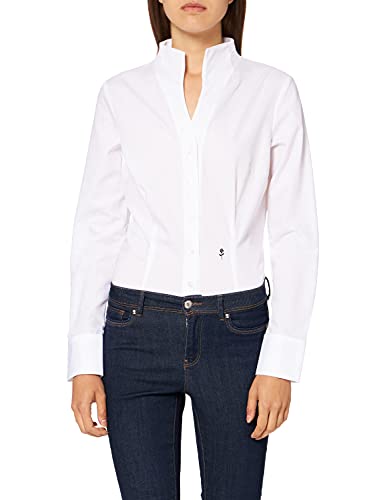 Seidensticker Damen City Langarm Slim Fit Kelchkragen Bügelfrei Bluse, Weiß, 38 EU von Seidensticker