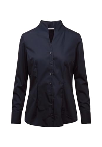 Seidensticker Damen City Langarm Slim Fit Kelchkragen Bügelfrei Bluse, Dunkelblau (18), 42 EU von Seidensticker