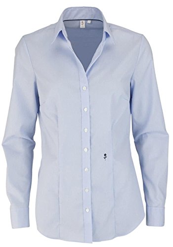 Seidensticker Slim Fit Bluse Langarm Offener Kragen Streifen hellblau Größe 42 von Seidensticker