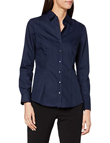 Seidensticker Damen City Langarm Slim Fit Uni Bügelfrei Bluse, Dunkelblau, 48 EU Seidensticker Damen City Langarm Slim Fit Uni Bügelfrei Bluse, Dunkelblau, 48 EU von Seidensticker