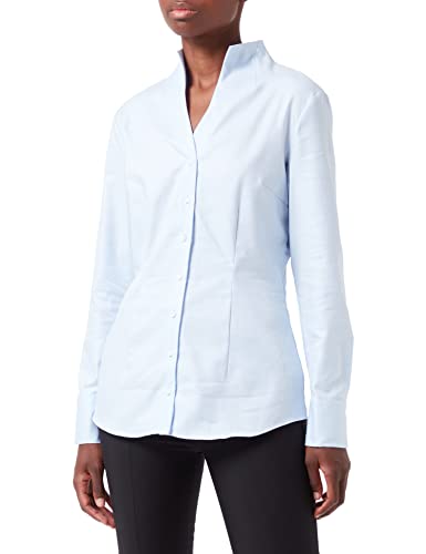Seidensticker Damen City Langarm Slim Fit Kelchkragen Bügelleicht Bluse, Bleu, 42 EU von Seidensticker