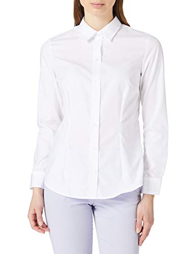 Seidensticker Damen Women Regular Longsleeve Cotton Bluse, Weiß(080635), 36 EU von Seidensticker