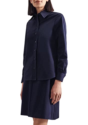 Seidensticker Damen Rock - Fashion - Retro Look - Kellerfalte - Knielang - Stretch - Langarm,Blau,40 von Seidensticker