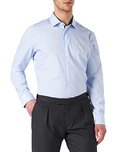 Seidensticker Herren Mens Slim Patch Longsleeve Cotton Hemd, Hellblau(653700), 38 EU von Seidensticker