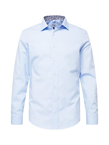 Seidensticker Herren Slim Bügelfrei Kent Langarm Patch 13 Hemd, Hellblau, 44 EU von Seidensticker