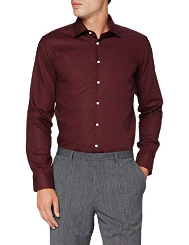 Seidensticker Herren Business Hemd Bügelfreies Hemd mit sehr schmalem Schnitt - X-Slim Fit - Langarm - Kent-Kragen, Bordeaux (49), 41 von Seidensticker