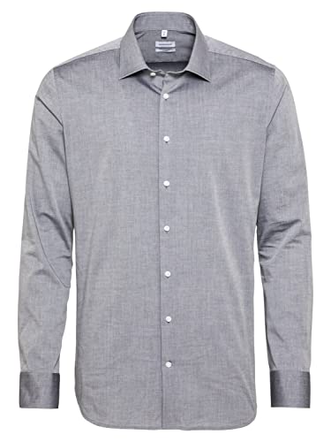 Seidensticker Herren Business-Hemd - Extra Slim Fit - Bügelfrei - Kent-Kragen - Langarm - 100% Baumwolle, Grau (Grau 32), 36 EU von Seidensticker