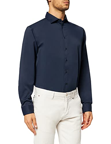 Seidensticker Herren Business-Hemd - Regular Fit - Bügelfrei - Kent-Kragen - Langarm - 100% Baumwolle, donkerblauw41 von Seidensticker